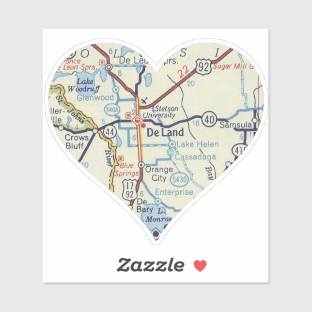 De Land Florida Vintage Karte Aufkleber (Blatt)