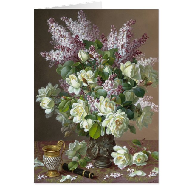 De Longpré Rose und Lilacs CC0605 Blume Card (Vorne)