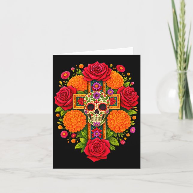 De Los Muertos Day Of The Dead Sugar Skull Christi Karte (Vorderseite)