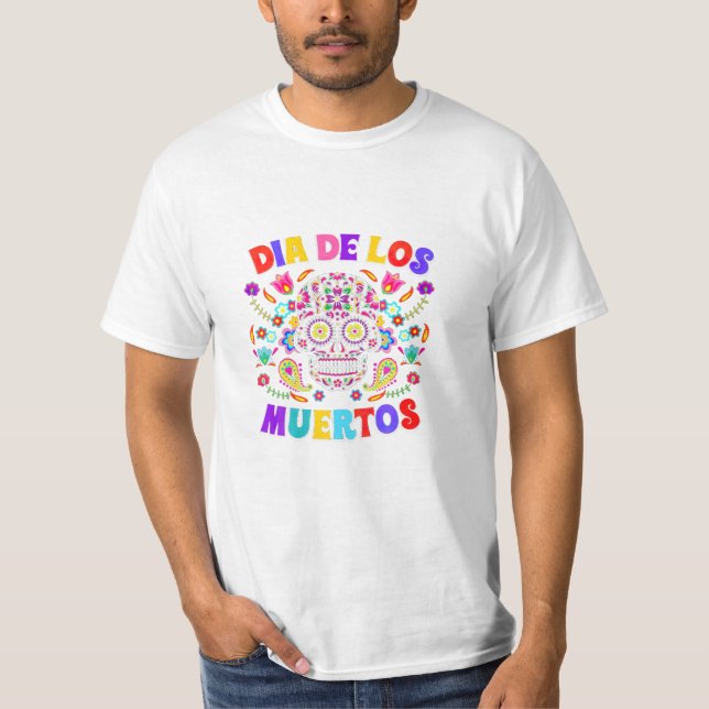 De Los Muertos Funny Skulls T-Shirt (Vorderseite)