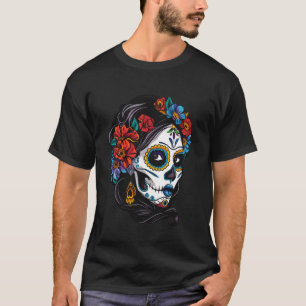 De Los Muertos La Catrina Tag der Toten Zucker-Sch T-Shirt