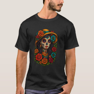 De Los Muertos La Catrina Tag der Toten Zucker-Sch T-Shirt