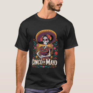 De Los Muertos La Catrina Zucker-Schädel Cinco De T-Shirt