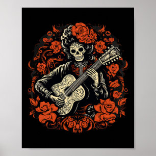 De Los Muertos Tag des toten Halloween-Skeletts Poster