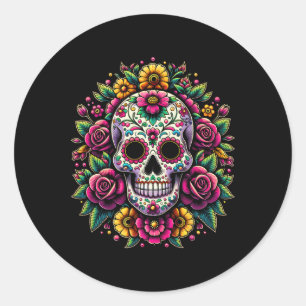 De Los Muertos Tag des toten sauren Schädelhallowe Runder Aufkleber