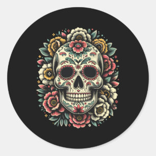 De Los Muertos Tag des toten sauren Schädelhallowe Runder Aufkleber