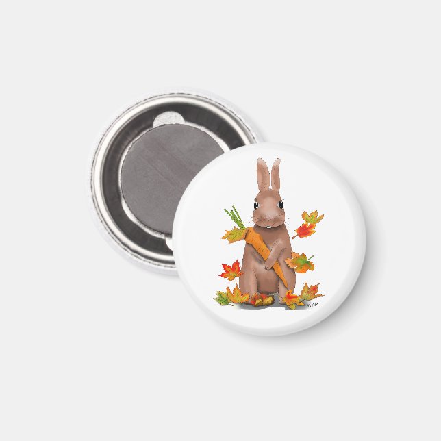 DE Magnet Hase im Herbst (Vorderseite/Rückseite)