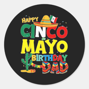 De Mayo Birthday to Vater Happy Birthday Pater Mex Runder Aufkleber