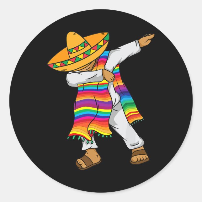 De Mayo Dabbing Mexican Poncho Kinder Kleinkind Bo Runder Aufkleber (Vorderseite)