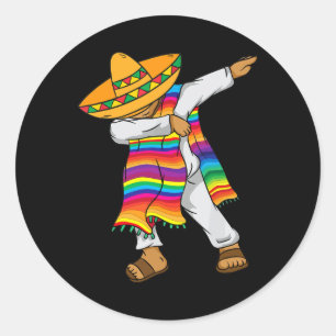De Mayo Dabbing Mexican Poncho Kinder Kleinkind Bo Runder Aufkleber