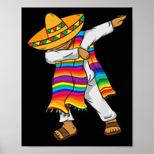 De Mayo Dabbing Mexikanischer Poncho Kinder Kleink Poster