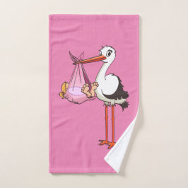 De ooievaar en het baby meisje handtuch