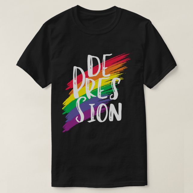 De-Press-Ion-T-Shirt | Rainbow Background x CTFOD T-Shirt (Design vorne)