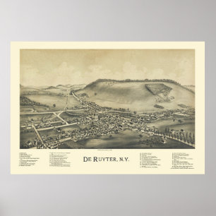 De Ruyter, NY panoramische Karte - 1892 Poster