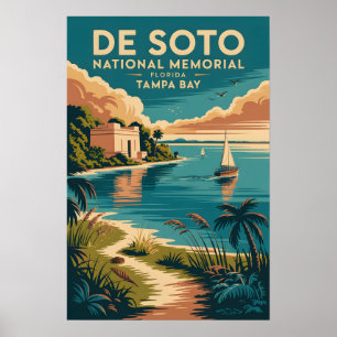 De Soto Vintage Florida Golfküstenposter Poster
