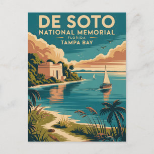 De Soto Vintage Florida Golfküstenposter Postkarte