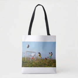 De speelse Fubby's die voetbal spelen. Tote-Bag