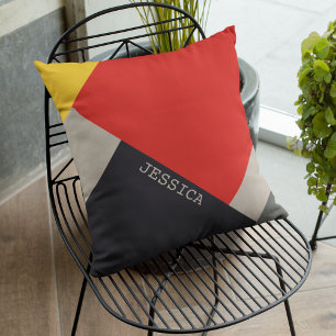De Stijl Inspiriert primäre farbige Quadrate Kissen