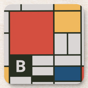 De Stijl Inspirierte Monogramm der farbigen Primär Getränkeuntersetzer