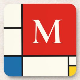De Stijl Inspirierte Monogramm der farbigen Primär Getränkeuntersetzer
