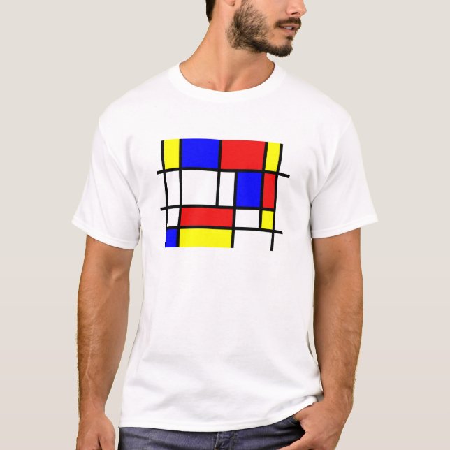 De Stijl - Mondrian-Stil gefärbt und geometrisch T-Shirt (Vorderseite)