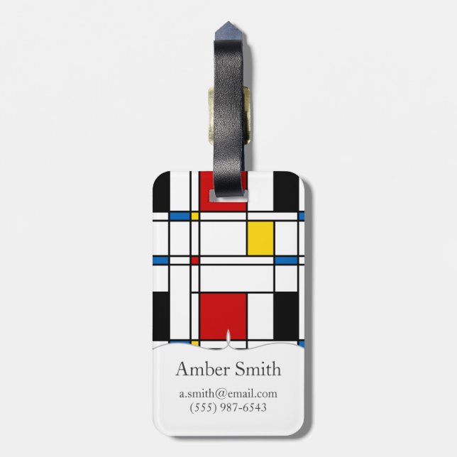 De Stijl-Muster Gepäckanhänger (Rückseite vertikal)