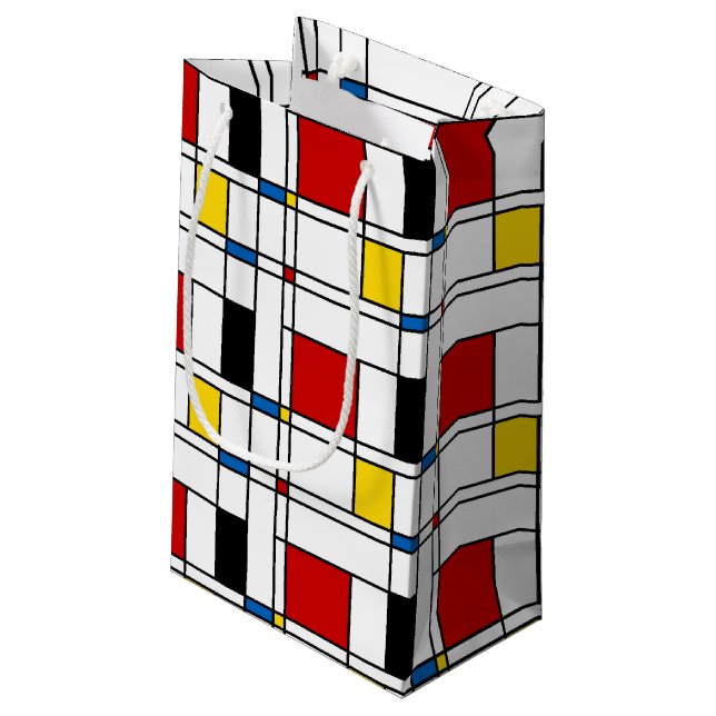De Stijl-Muster Kleine Geschenktüte (Rückseite Schrägansicht)