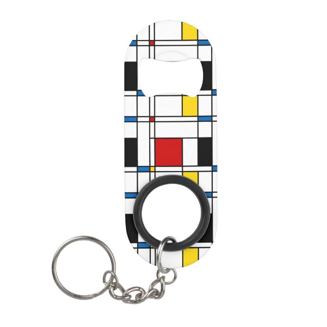 De Stijl-Muster Schlüsselbund Flaschenöffner (Vorderseite)
