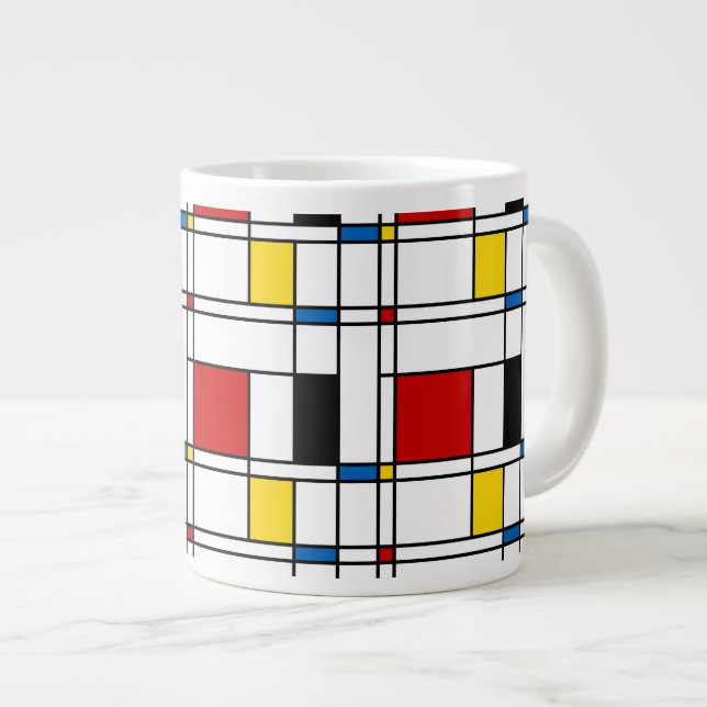 De Stijl Pattern Jumbo-Tasse (Vorderseite Rechts)