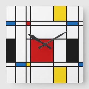 De Stijl Pattern Quadratische Wanduhr