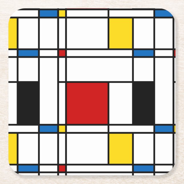 De Stijl Pattern Rechteckiger Pappuntersetzer (Vorderseite)