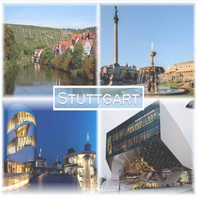 DE Stuttgart - Fluss Neckar - Schlossplatz - Aufkleber (Vorderseite)