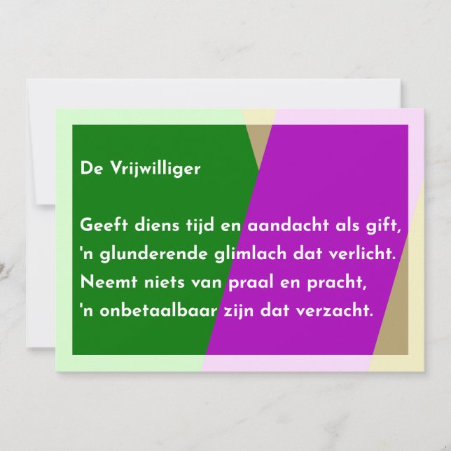 De Vrijwilliger Dankeskarte (Vorderseite)