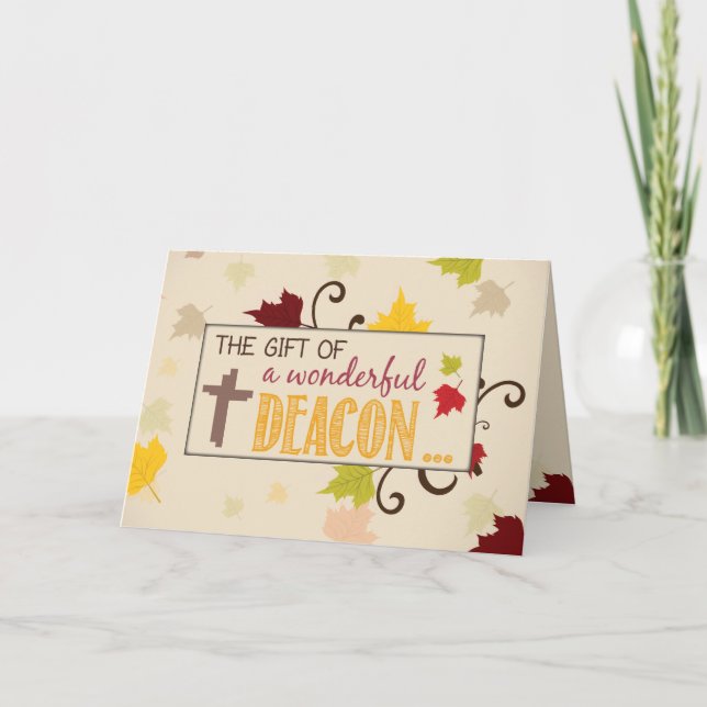 Deacon Erntedank Gift Herbstlaube Feiertagskarte (Vorderseite)