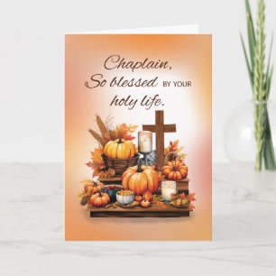 Deacon Erntedank mit Cross Pumpkins und Candle Karte