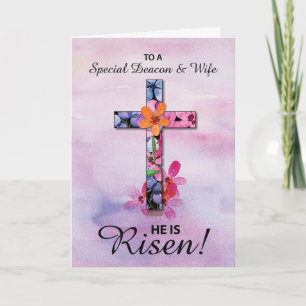 Deacon und Ehefrau Oster Er ist Rised Cross Blume Karte