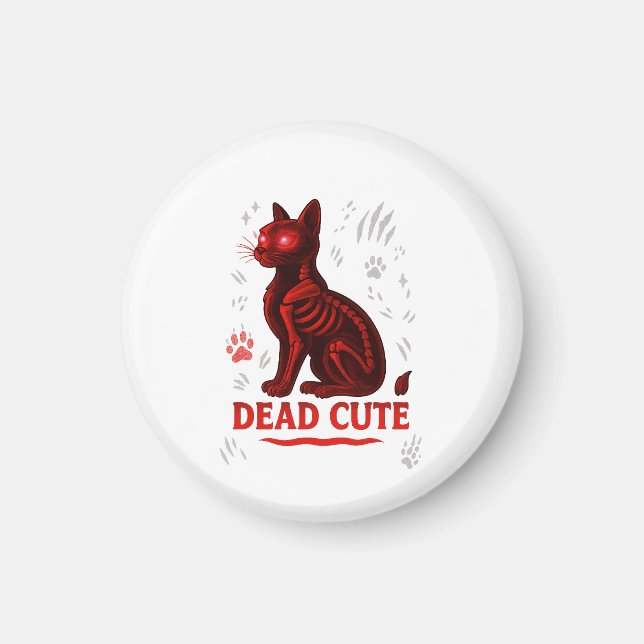 Dead Cute – Halloween Cat T-Shirt Magnet (Vorne)
