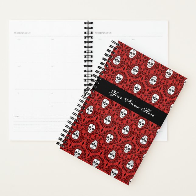 Dead Damask Chic Sugar Skulls Black on Red Planer (Anzeige)