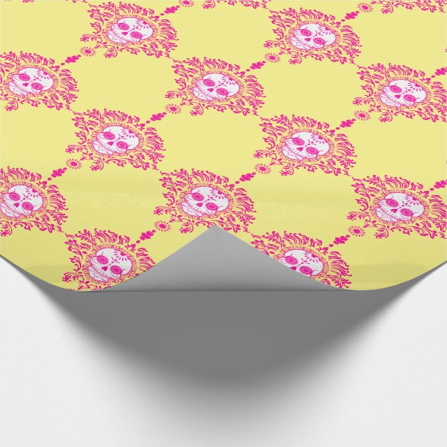 Dead Damask - Chic Sugar Skulls Wrapping Paper Geschenkpapier (Ecke)