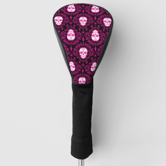Dead Damask Hot Pink Sugar Skulls Golf Cover Golf Headcover (Vorderseite)