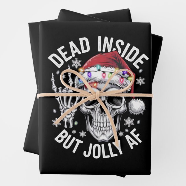 Dead Inside Aber Jolly AF Weihnachtsgeschenk Skele Geschenkpapier Set (Beispiel)