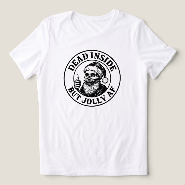 Dead Inside But Jolly Af Funny Santa Skeleton Xmas Tri-Blend Shirt (Design Vorderseite)