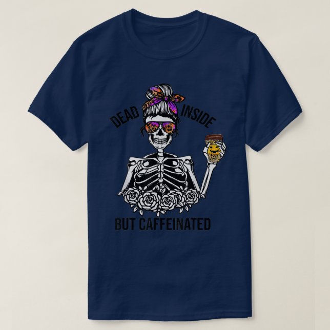 Dead Inside Caffeineinate Gefärbte Krawatte Leopar T-Shirt (Design vorne)