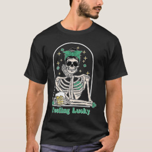 Dead Inside Gefühl Lucky Skeleton Kleeblatts Patri T-Shirt