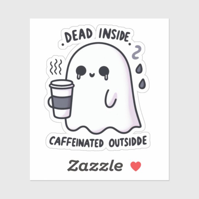 Dead Inside koffeiniert Outdoor Funny Ghost-Kaffee Aufkleber (Blatt)