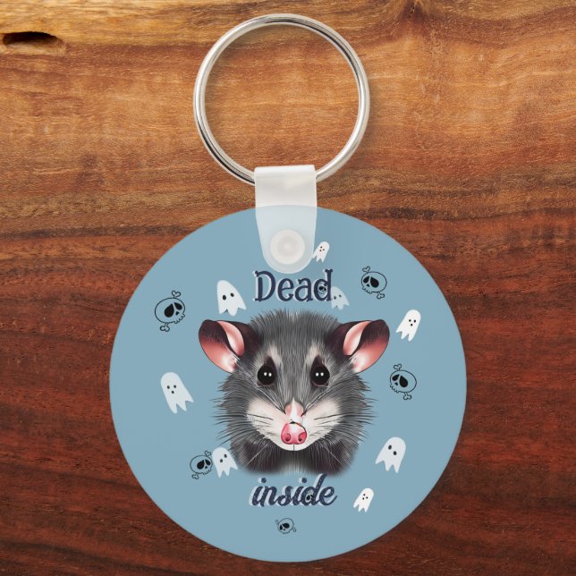 Dead Inside Opossum Keychain Spooky Ghost & Skull Schlüsselanhänger (Vorderseite)