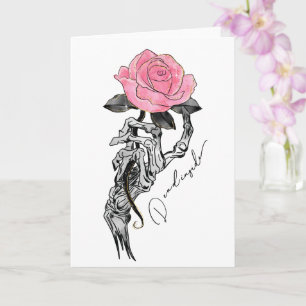 Dead Inside Skeleton Rose Karte