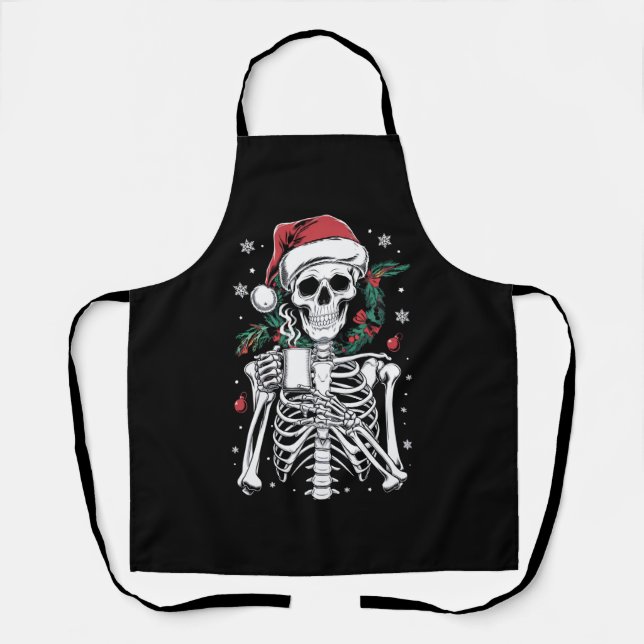Dead Inside Skeleton Weihnachtskaffee Lover Gesche Schürze (Vorderseite)