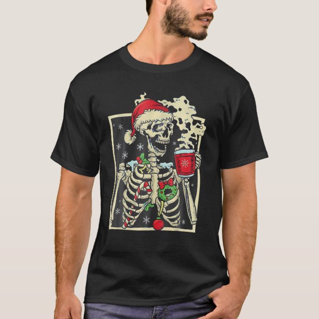 Dead Inside Skeleton Xmas Skull Sarcastic Christma T-Shirt (Vorderseite)
