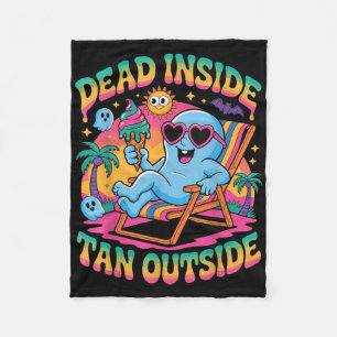 Dead Inside Tan Outdoor Funny Ghost Summerween Fleecedecke